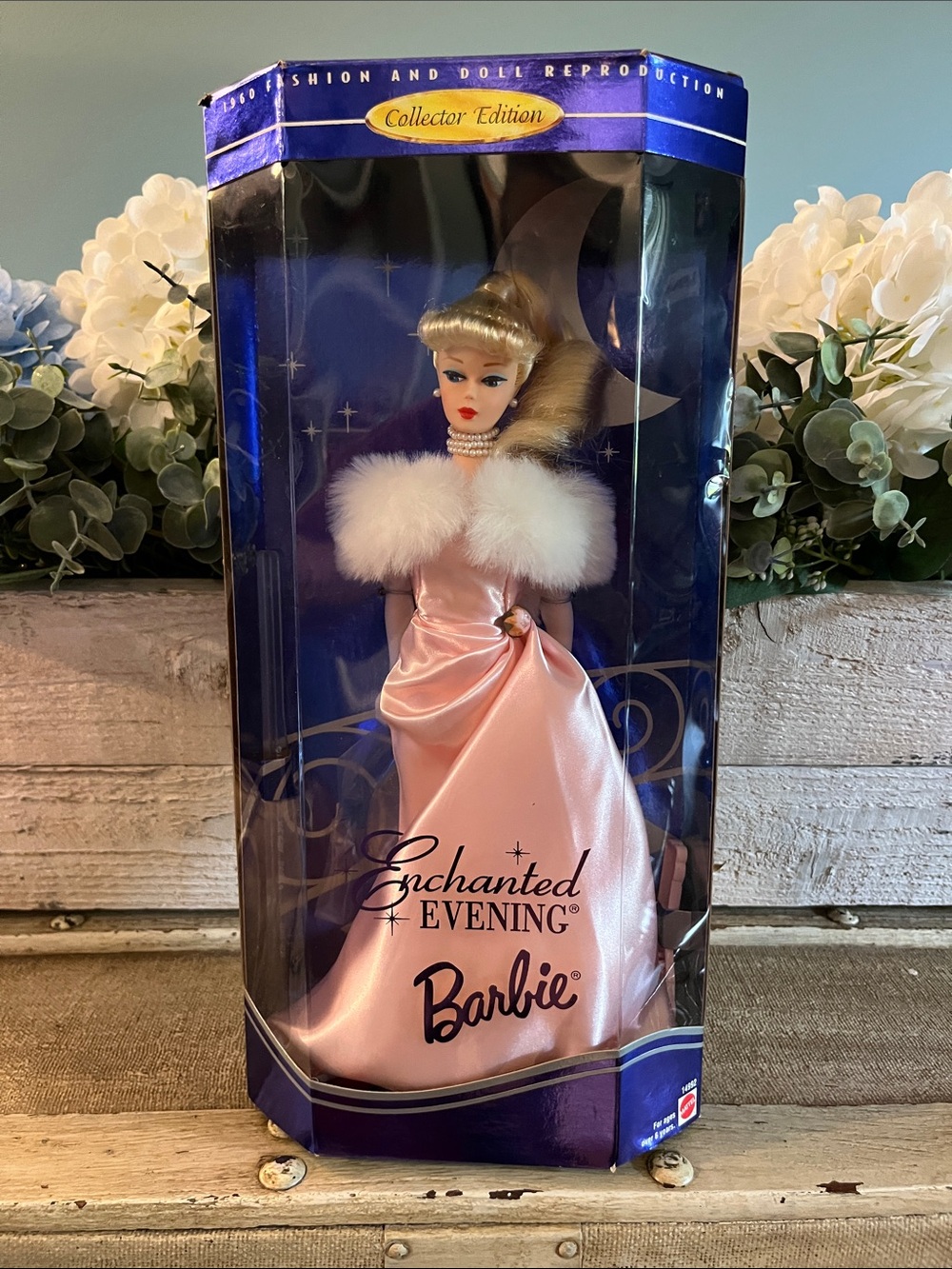 Barbie Enchanted Evening Satin Pink Gown with White Fur Stole